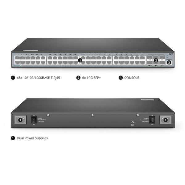 S3900-48T6S-R, 48-Port Gigabit Ethernet L2+ Switch, 48 x Gigabit RJ45, with 6 x 10Gb SFP+ Uplinks, Stackable Switch - 图片 4